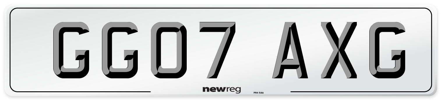 GG07 AXG Number Plate from New Reg